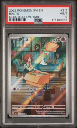 2023 POKEMON SVI EN-SCARLET & VIOLET #211 RALTS ILLUSTRATION RARE PSA 9 MINT - Image 1