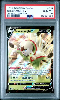 2022 POKEMON SWORD & SHIELD SILVER TEMPEST #015 CHESNAUGHT V PSA 10 GEM MINT! - Image 1