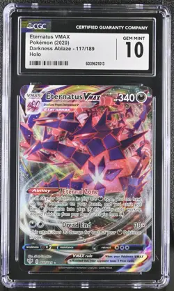 Pokemon English Eternatus VMAX 117/189 2020 Darkness Ablaze Holo CGC 10 Gem Mint - Image 1