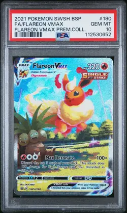 2021 POKEMON EN BLACK STAR PROMO SWSH180 FULL ART FLAREON VMAX PSA 10 GEM MINT! - Image 1