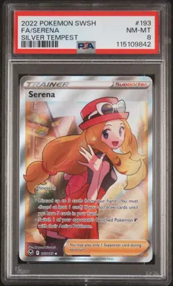 2022 POKEMON SWORD & SHIELD SILVER TEMPEST #193 FULL ART SERENA PSA 8 NM - MT - Image 1