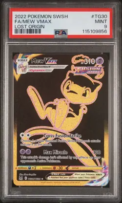 2022 POKEMON SWORD & SHIELD LOST ORIGIN TG30 FULL ART MEW VMAX PSA 9 MINT - Image 1