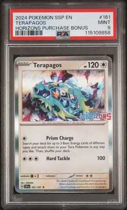 2024 POKEMON SSP EN SURGING SPARKS #161 TERAPAGOS HORIZONS STAMPED PROMO PSA 9 - Image 1