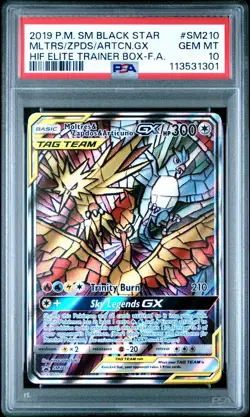 2019 POKEMON SM BLACK STAR PROMO SM210 MOLTRES & ZAPDOS & ARTICUNO GX PSA 10 GEM - Image 1