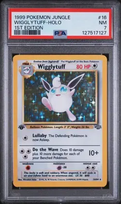 1999 POKEMON JUNGLE 1ST ED #16 WIGGLYTUFF-HOLO PSA 7 (QT) - Image 1