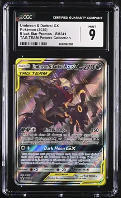 Umbreon & Darkrai GX SM241 Pokemon Sun and Moon En 2020 Black Star CGC 9 Mint - Image 1