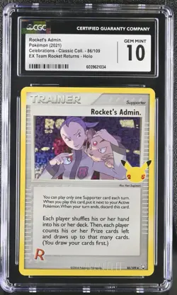 Pokemon English Rocket's Admin. 86/109 2021 Celebrations CGC 10 Gem Mint! - Image 1