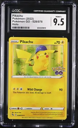 Pikachu #28 Pokemon GO En 2022 Promo Holo CGC 9.5 Mint+ - Image 1
