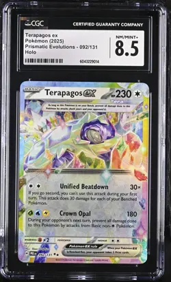 Terapagos ex #92 Pokemon Prismatic Evolutions En 2025 Holo Rare CGC 8.5 NM - MT+ - Image 1