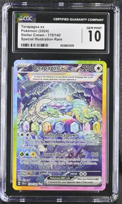 Pokemon English Terapagos ex 170/142 2024 Stellar Crown SIR CGC 10 Gem Mint - Image 1