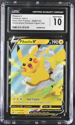 Pokemon English Pikachu V SWSH143 2021 Black Star Promos SWSH CGC 10 Gem Mint! - Image 1