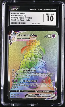 Alcremie VMAX #73 Pokemon Shining Fates EN 2021 Rainbow Rare CGC 10 Gem Mint - Image 1