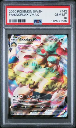 2020 POKEMON EN SWORD & SHIELD BASE #142 SNORLAX VMAX FULL ART PSA 10 GEM MINT! - Image 1