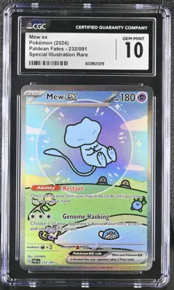Mew ex #232 Pokemon Paldean Fates "Bubble" Mew SIR Illustration CGC 10 GEM MINT! - Image 1