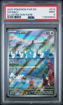 2023 POKEMON PAR EN PARADOX RIFT #213 SWABLU ILLUSTRATION RARE PSA 9 MINT - Image 1