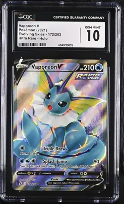 Vaporeon V #172 Pokemon Evolving Skies EN 2021 Ultra Rare Holo CGC 10 Gem Mint - Image 1