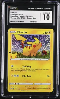 Pikachu SWSH039 Pokemon Sword & Shield EN 2021 General Mills Promo CGC 10 Gem - Image 1