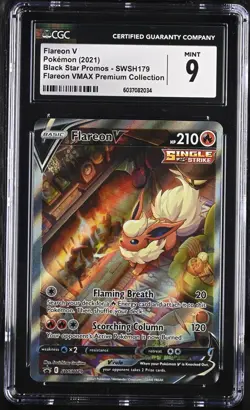 Flareon V SWSH179 Pokemon Sword & Shield EN 2021 Black Star Promo CGC 9 Mint - Image 1