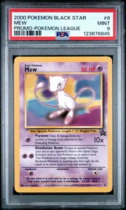 2000 POKEMON PROMO BLACK STAR POKEMON LEAGUE #8 MEW PSA 9 - Image 1