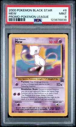 2000 POKEMON PROMO BLACK STAR POKEMON LEAGUE #8 MEW PSA 9 - Image 1