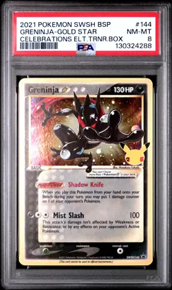 2021 POKEMON SWSH BLACK STAR PROMO #144 GRENINJA-GOLD STAR PSA 8 - Image 1