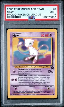 2000 POKEMON PROMO BLACK STAR POKEMON LEAGUE #8 MEW PSA 9 - Image 1