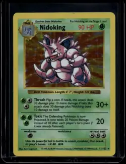 Pokemon TCG Nidoking 11/102 Base Set Shadowless Holo MP/HP - Image 1