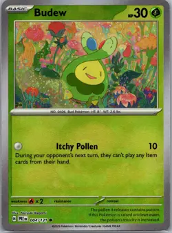 Pokemon TCG Budew 004/131 Pokeball Pattern Prismatic Evolutions - Image 1