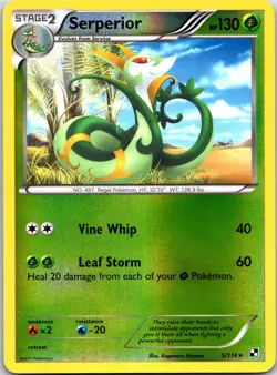 Pokemon TCG 5/114 Serperior Rare Reverse Holo Black & White - Image 1