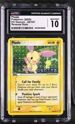 Plusle EX Deoxys Reverse Holo Stamp Pop 5 44/107 Pokemon CGC 10 Gem Mint - Image 1