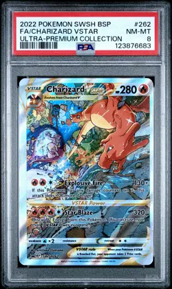 2022 POKEMON SWSH BLACK STAR PROMO #262 FULL ART/CHARIZARD VSTAR PSA 8 - Image 1