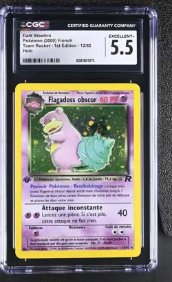 CGC 5.5 French Dark Slowbro Team Rocket 1st Edition 12/82 Holo Pokemon Card - Image 1