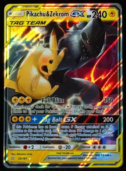 Pikachu & Zekrom GX Tag Team #33 NM-M Pokemon Card - Image 1