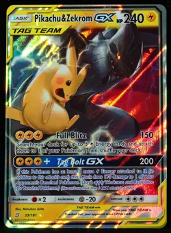 Pikachu & Zekrom GX Tag Team #33 NM-M Pokemon Card - Image 4