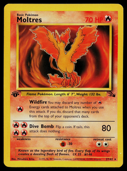 Pokemon TCG Moltres Fossil Card 27/62 1st Edition Rare Unlimited Non Holo MP - Image 1