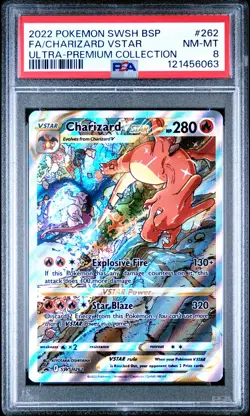 2022 POKEMON SWSH BLACK STAR PROMO #262 FULL ART/CHARIZARD VSTAR PSA 8 - Image 1