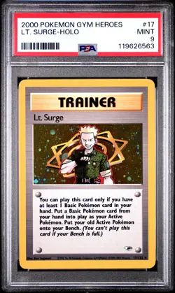 2000 POKEMON GYM HEROES #17 LT. SURGE-HOLO PSA 9 - Image 1