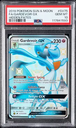 2019 POKEMON SUN & MOON HIDDEN FATES FULL ART/GARDEVOIR GX PSA 10 #SV75 - Image 1