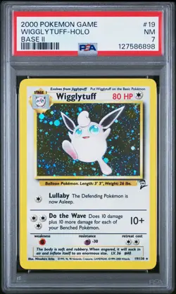 2000 POKEMON BASE SET 2 #19 WIGGLYTUFF-HOLO PSA 7 - Image 1