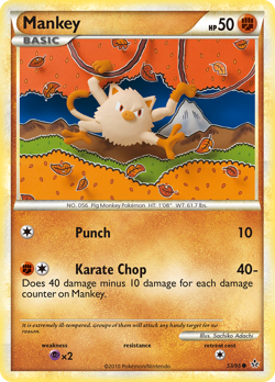 Mankey 53/95 Common | HS-Unleashed | Pokemon Card - Image 1