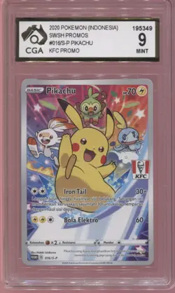 PIKACHU 016/S-P FULL ART CGA 9 MINT KFC PROMO INDONESIAN POKEMON CARD PSA - Image 1