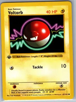 Voltorb 067/102 Base Set 1st Edition - Pokemon Card - NM - Image 1