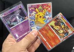 PIKACHU 016/S-P MEWTWO 184/S-P CHARIZARD 181 INDONESIAN KFC STAMPED POKEMON CARD - Image 1