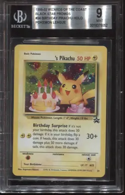 BIRTHDAY _'S PIKACHU #24 BGS 9 1999 BLACK STAR PROMO POKEMON CARD HOLO - Image 1