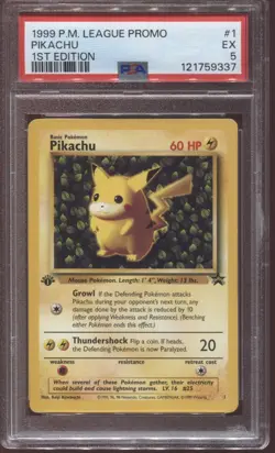 #1 IVY PIKACHU 1ST EDITION ERROR CARD 1999 POKEMON LEAGUE PROMO PSA 5 - Image 1