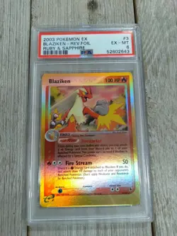 PSA 6 Blaziken - Reverse Foil 2003 Pokemon Ex Ruby & Sapphire 3/109 - Image 1