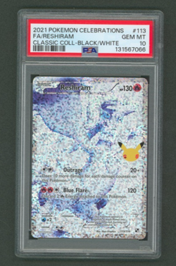Reshiram 113/114 Black White Classic Collection Celebrations Pokemon Card PSA 10 - Image 1