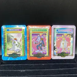 Digimon Taco Bell Metal Cards W/Case Gomamon WereGarurumon Angewomon - Image 2