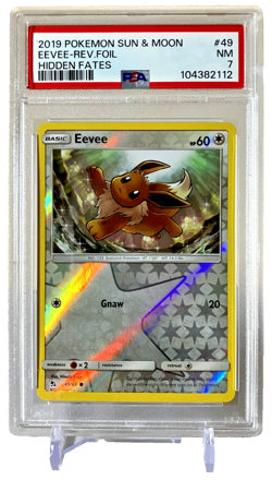 PSA 7 Eevee 49/68 Hidden Fates Reverse Holo 2019 Pokemon Sun & Moon Graded Slab - Image 1