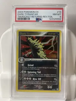 2004 POKEMON EX TEAM ROCKET RETURNS #19 DARK TYRANITAR-REVERSE FOIL PSA 8 - Image 1